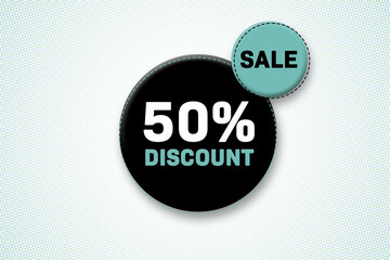 50 percent discount tag. Advertising for sales, promo, discount, shop. Sticker, button, icon