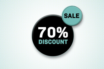 70 percent discount tag. Advertising for sales, promo, discount, shop. Sticker, button, icon