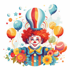 Obraz na płótnie Canvas Illustration of a carnival with clown on a white ba