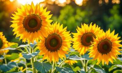 Fototapeta premium sunflower field in summer background