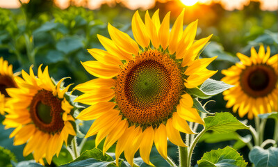 field of sunflowers, summer background