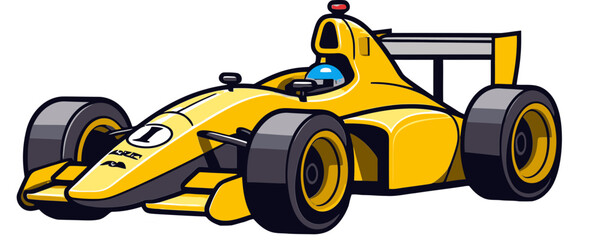 Formula Car Vector Illustration with Detailed Engine and Chassis - obrazy, fototapety, plakaty