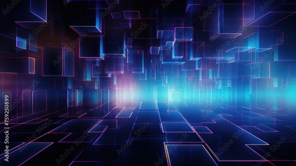 Poster abstract background that represents the limitless possibilities and horizons of it technology in the