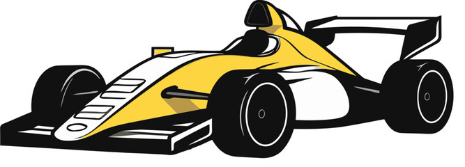 Formula Car Vector Illustration with Tire Smoke Billowing