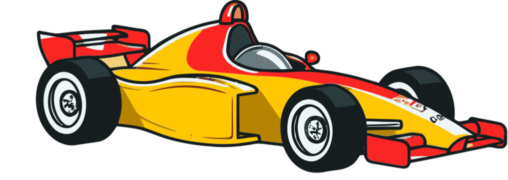 Formula Car Vector Illustration with Detailed Mechanical Parts
