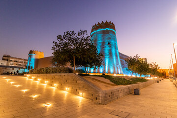 Evening view of Masmak Fort in Riyadh, Saudi Arabia