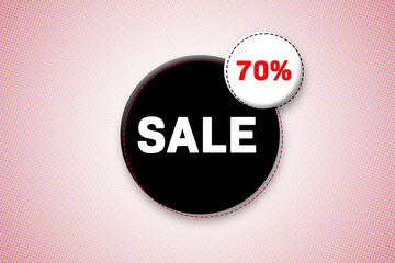 70 percent sale tag. Advertising for sales, promo, discount, shop. Sticker, button, icon