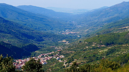 Fototapeta premium view of the Jerte Valley Avila Plasencia cherry trees landscape ecological rural tourism