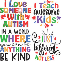 Autism Awareness Vector Illustrations, Autism Awareness t shirt design bundle