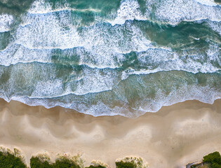 Santinho Beach in Florianopolis. Aerial view from drone.