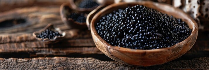Black Caviar Snack, Sturgeon Delicatessen, Luxury Seafood, Premium Black Caviar, Copy Space