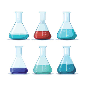 illustration of glass beakers on a white background