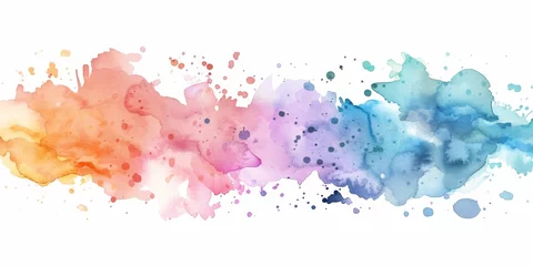 Fotobehang Seamless watercolor gradient with blue to yellow to pink hues on white, symbolizing optimism and artistic diversity. © BackgroundWorld