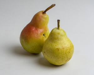 appetizing pears on white background
