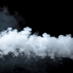 white smoke on black background for graphic designs, white cloud on black background, generative AI