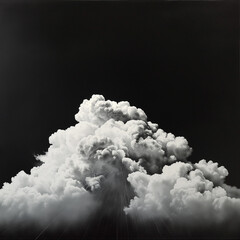 white cloud on black background for graphic designs, white smoke on black background, generative AI