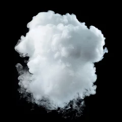 Foto op Canvas white cloud on black background for graphic designs, white smoke on black background, generative AI © Paulina