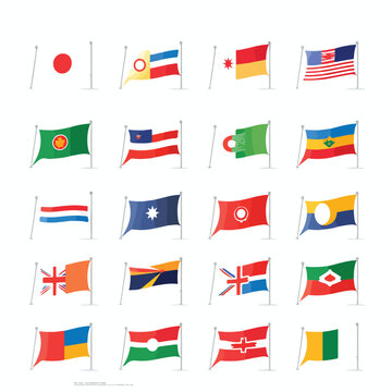 illustration of various flags on white flat vector