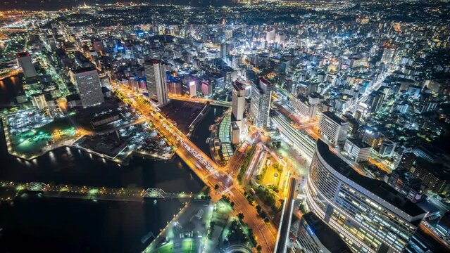 Time Lapse - Aerial View of Tokyo at Night.