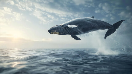 Whale jump from the sea
