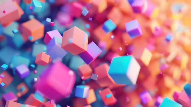   cubes and spheres floating in space. Abstract digital art for vibrant background or creative design