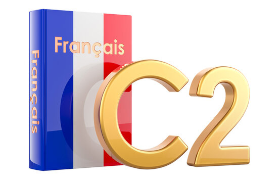 C2 French level, concept. C2 Proficiency. 3D rendering isolated on transparent background