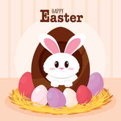 Happy easter card Cute bunny Vector