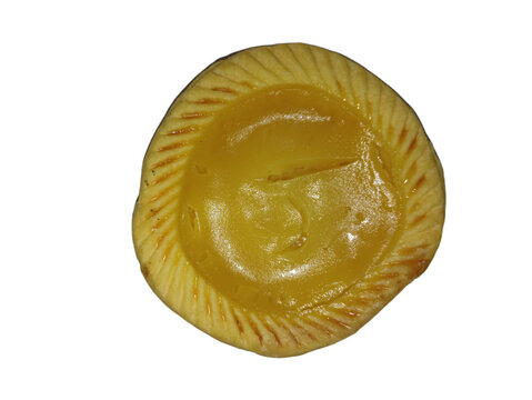 milk pie or isolated milk pastei without background, a pastry filled with egg custard and condensed milk.