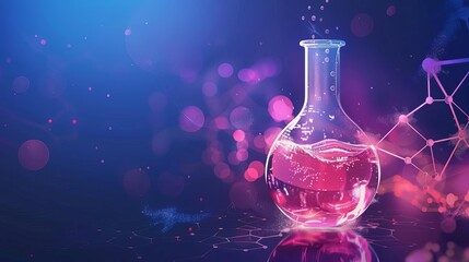 Science experiment concept, chemical reaction, dynamic background, discovery and innovation illustration - obrazy, fototapety, plakaty