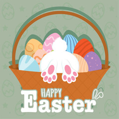 Happy easter card Decorated easter eggs Vector