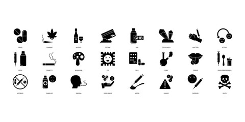 Drugs icons set. Set of editable stroke icons.Vector set of Drugs - obrazy, fototapety, plakaty