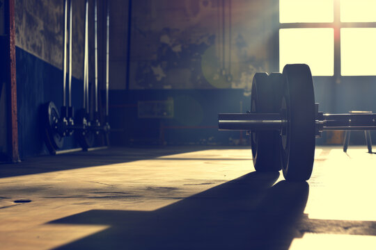 AI Generated Image. Barbell in gym