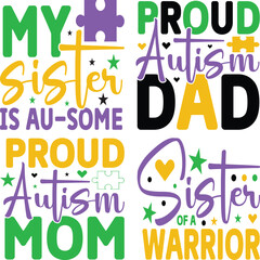 Autism Awareness Vector Illustrations, Autism Awareness t shirt design bundle