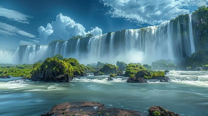 Majestic waterfalls, an impressive force of nature.