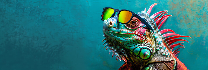 Lizard Wearing Sunglasses Close Up