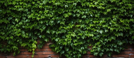 Brick Wall Texture Background with Groundcover Plant