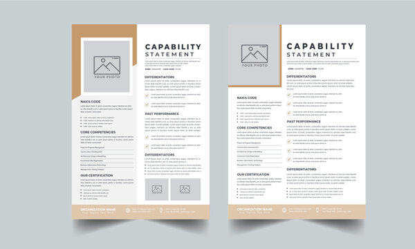 Capability Statement design template layout with 2 concept 