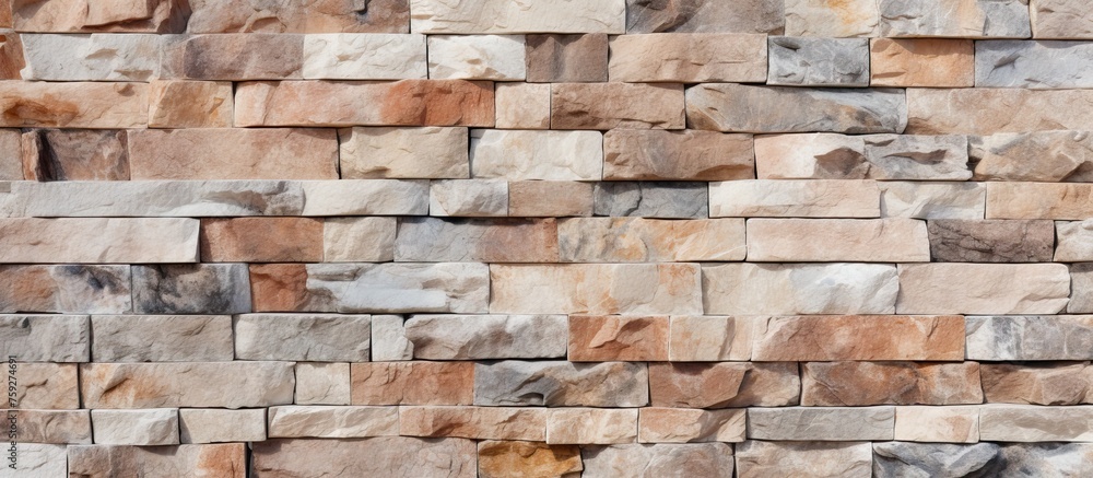 Poster a detailed closeup of a brown brick wall showcasing the intricate brickwork and composite material o