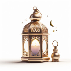 Ramadan and Eid al fitr concept Fanous, Vintage Lamp isolated on white