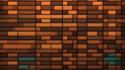 The pixelated background features a consistent wood texture design with various tones and textures, creating a realistic and captivating appearance. It perfectly showcases the intricate patterns.