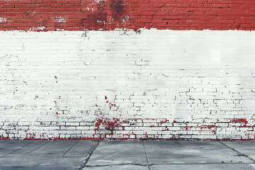 Red and White Painted Brick Wall Next to Sidewalk