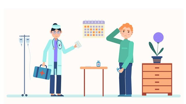 Animation of a dentist explaining the use of medication