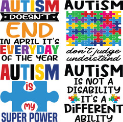 Autism Awareness Vector Illustrations, Autism Awareness t shirt design bundle