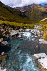 panorama of otira valley in arthur's pass national park, canterbury, new zealand south island;...