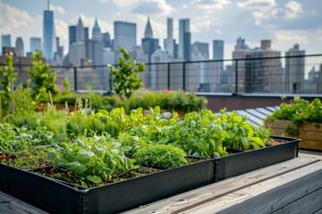 Fototapeta premium A fresh green rooftop where community members learn about urban farming