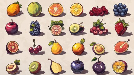 background illustration with vegetables and fruits generative ai