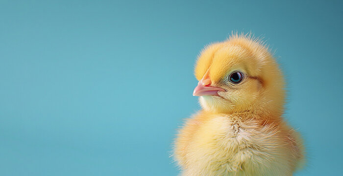 Baby chicken on a blue background