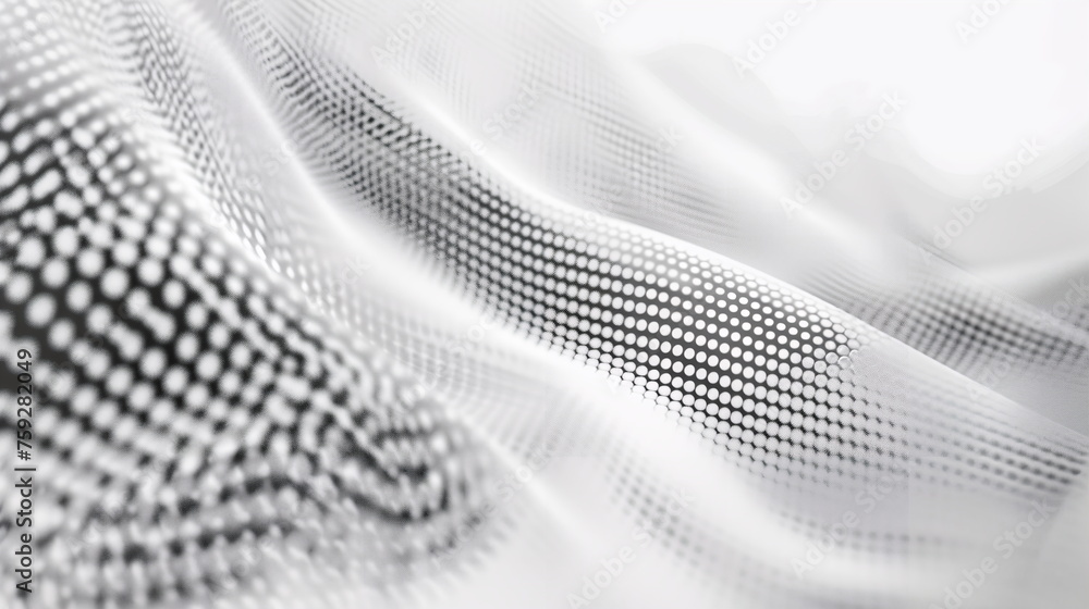 Aufkleber monochrome abstract background with halftone dots and gradients abstract white and light gray wave m