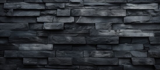Dark Stone Texture on Black Brick Wall Background.