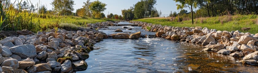 Fototapeta premium A modern clean river restoration project